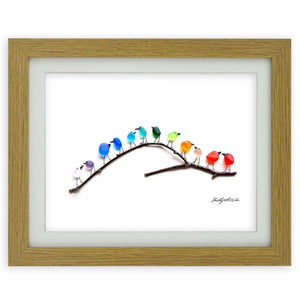 Rainbow Birds on Branch