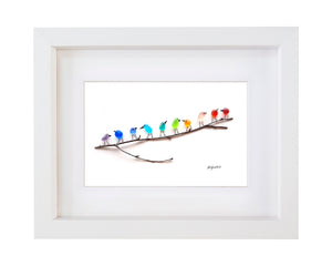 Rainbow Birds on Branch