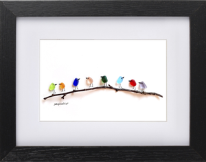 Rainbow Birds on Branch