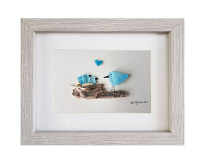 Four Nesting Birds (Blue)