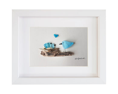 Four Nesting Birds (Blue)