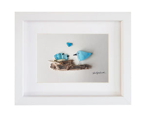 Four Nesting Birds (Blue)