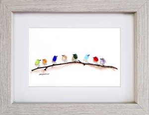Rainbow Birds on Branch